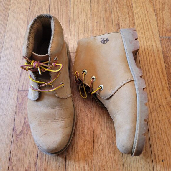 Timberland Wheat‎ High Top Boots Leather Chunky Work 10991 Waterproof Womens 7 - Picture 1 of 7